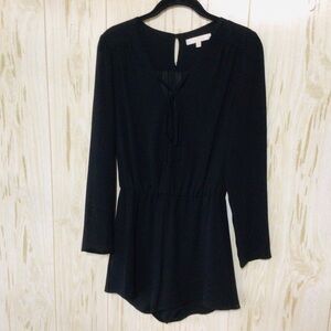 Wayf Black Long Sleeve Front Lace-Up Romper XS